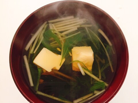 簡単、激ウマ♬ 水菜と卵豆腐の吸い物